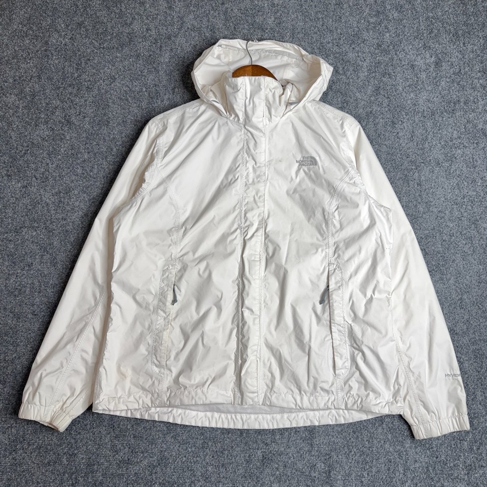 The North Face Resolve Jacket Womens XL White Waterproof Hooded Rain Shell Coat - Picture 2 of 12